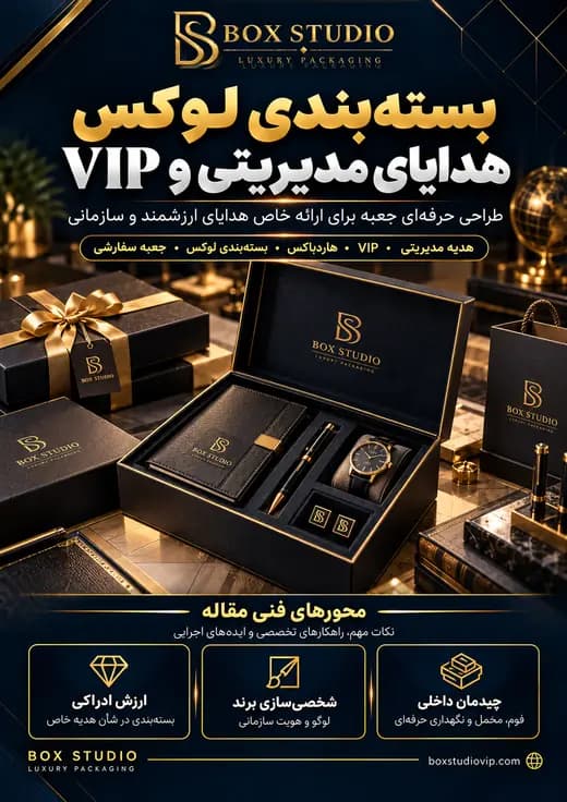 جلد مقاله: بسته‌بندی لوکس هدایای مدیریتی و VIP