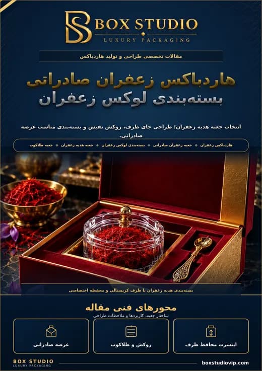 جلد مقاله: هاردباکس زعفران صادراتی؛ بسته‌بندی‌ای در شأن طلای سرخ ایران