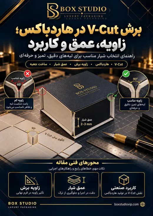 جلد مقاله: برش V-Cut در هاردباکس؛ زاویه، عمق و کاربرد