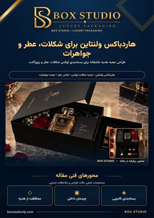 جلد مقاله: هاردباکس ولنتاین برای شکلات، عطر و جواهرات