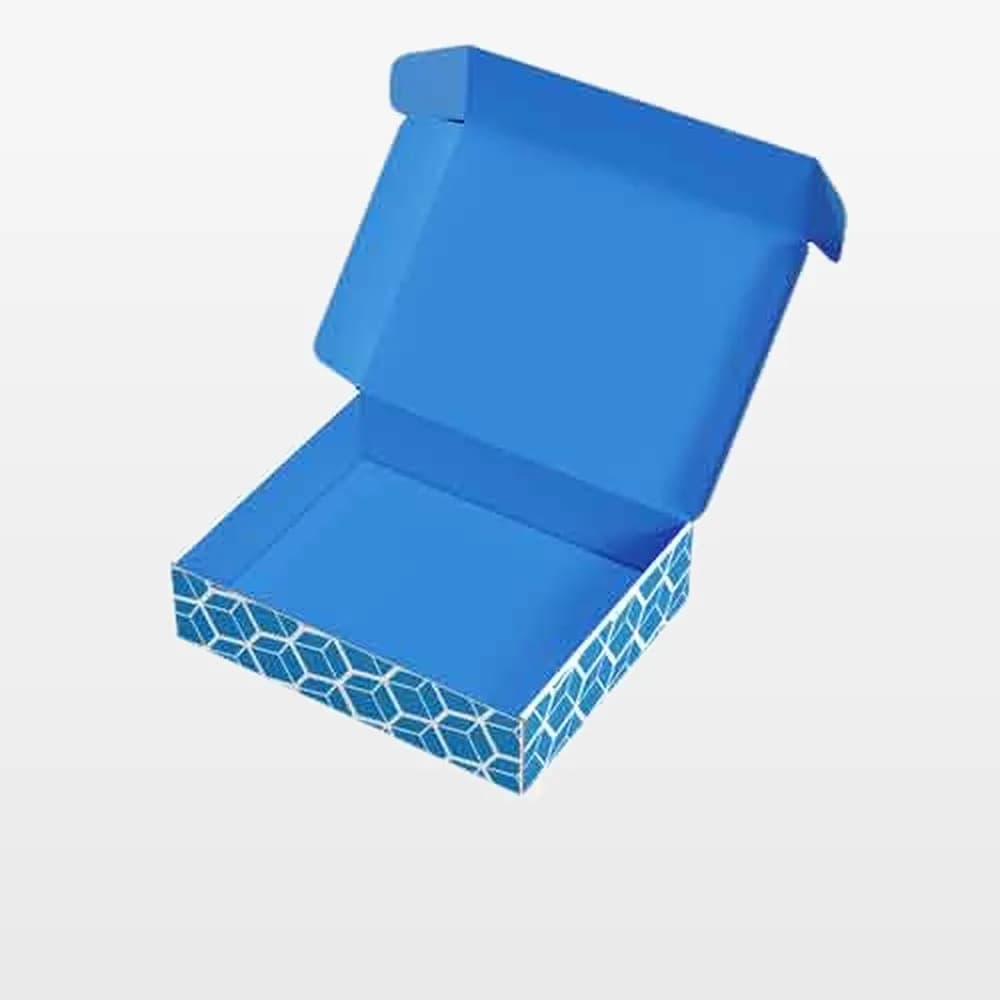 کارتن دایکاتی آبی و باز با طرح هندسی سفید روی دیوارهها کارتن دایکاتی آبی و باز با طرح هندسی سفید روی دیوارهها